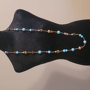 R.J Graziano Faux Turquoise Tiger's Eye Beaded Necklace